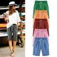thumbnail image 1 of FNFYFH Clearance Womens Bermuda Shorts Plus Size Beach Shorts Drawstring Casual Linen Short Pants with Pocket (Women's Plus Large), 1 of 7