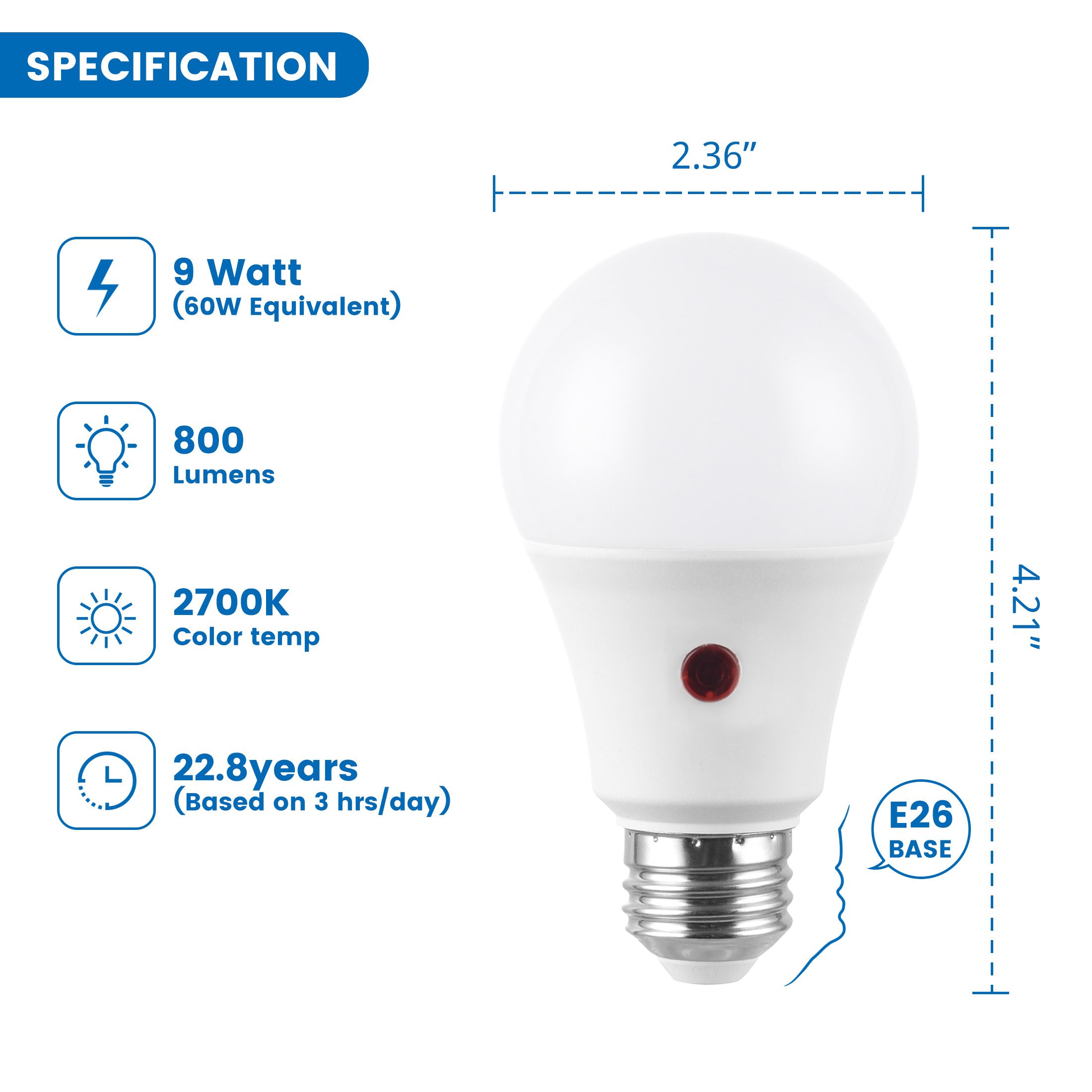 Great Value Dusk-to-Dawn A19 LED Bulbs, 2-Pack photo 5