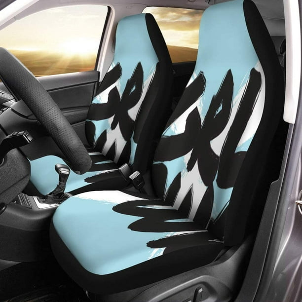 RYLABLUE Set of 2 Car Seat Covers Girl Power Cool Blue White Girly Slogan Universal Auto Front Seats Protector Fits for Car SUV Sedan Truck