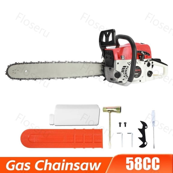 Floseru Gas Chainsaw, 58-cc, 2-Cycle Engine, 20 Inch Chainsaw with Automatic Oiler, For Wood Cutting and Tree Pruning