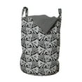 thumbnail image 1 of Floral Laundry Bag, Digitally Generated Greyscale Tone Repetitive Exotic Flowers Pattern, Basket with Handles Drawstring Closure for Laundromats, 13" x 19", Grey and Charcoal Grey, by Ambesonne, 1 of 4