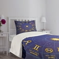 thumbnail image 3 of Ambesonne Astrology Quilted Bedspread Set 2 Pcs, Horoscope Birth Dates, Twin Size, Royal Blue and Yellow, 3 of 5