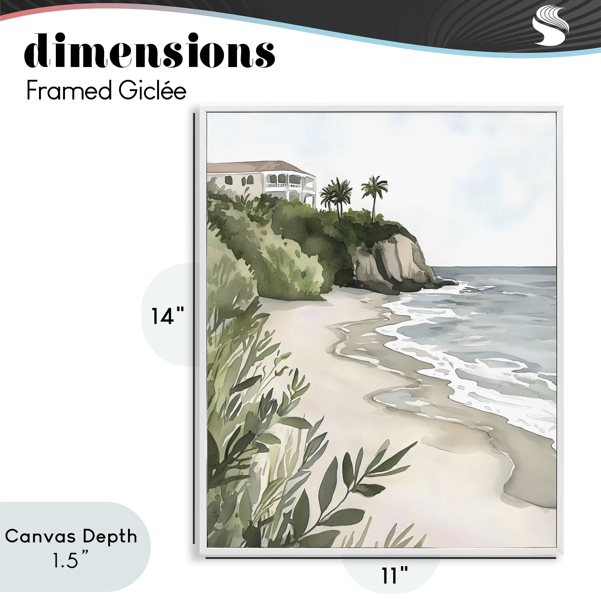 Stupell Industries Coastal Calm Villa on Bluff White Framed Giclee Art, design by Riley B