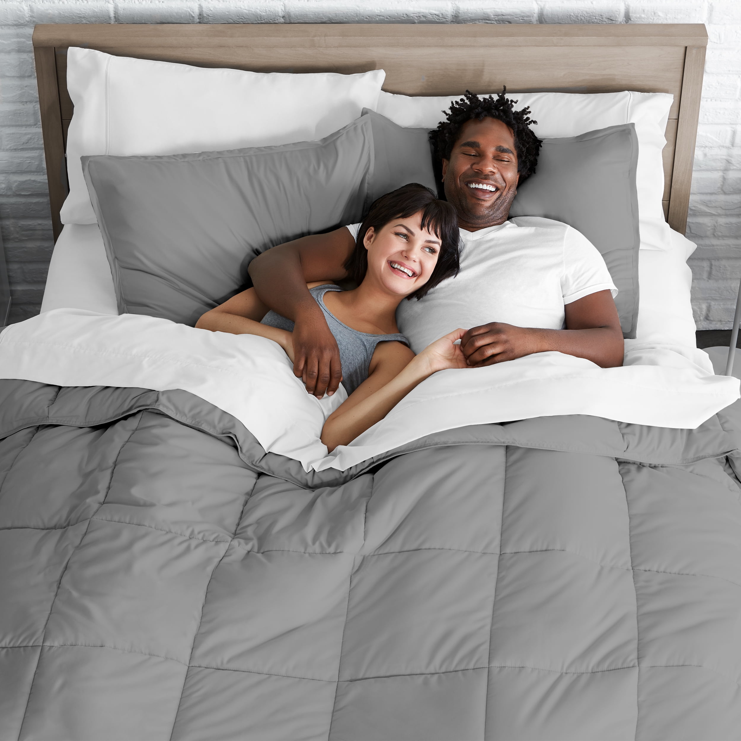 Bare Home Ultra-Soft Goose Down Alternative Comforter Set, Full, Light Gray