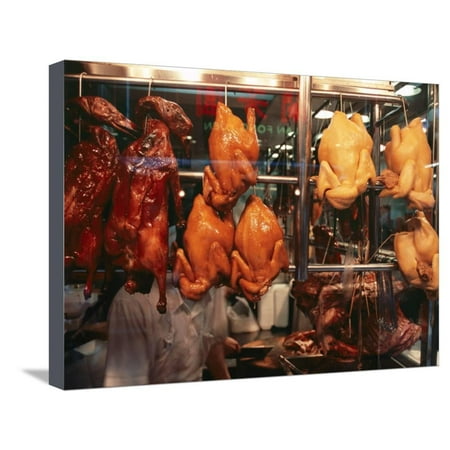 Cooked Peking Duck Displayed in Restaurant Window, Hong Kong, China, Asia Stretched Canvas Print Wall Art By Amanda