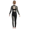 thumbnail image 2 of inlzdz Kids Girls Sparkly Rhinestone Full Body Dance Unitards Figure Skating Jumpsuit Gymnastic Dancewear Black 8, 2 of 6