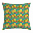 thumbnail image 1 of Colorful Throw Pillow Cushion Cover, Cartoon Image of Bugs as Bumblebee Ladybug Mosquito Dung Bettle in Square Tiles, Decorative Square Accent Pillow Case, 18 X 18 Inches, Multicolor, by Ambesonne, 1 of 2