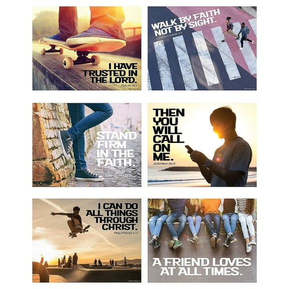 Fun Express Religious Teen Bible Verse Wall Cutouts - 6 Pieces - 16" x 20 3/4"