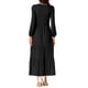 thumbnail image 3 of Vestidos A-Line en capas INSPIRE CHIC para mujer, vestido midi casual de manga larga con cuello redondo y bolsillos, L negro, 3 of 6