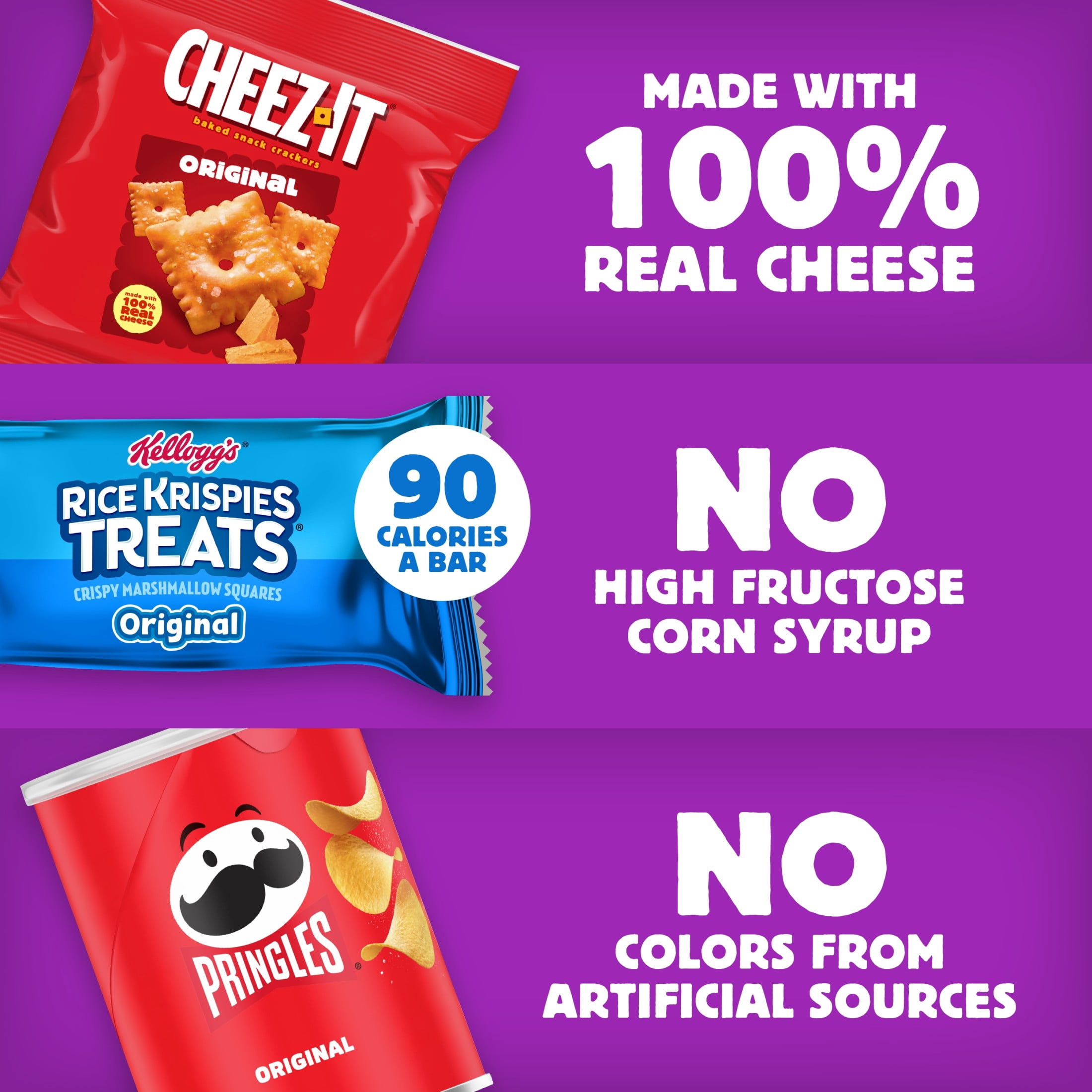 (2 pack) Cheez-It, Pringles & Rice Krispies Variety Pack Lunch Snacks, 30.1 oz, 30 Count