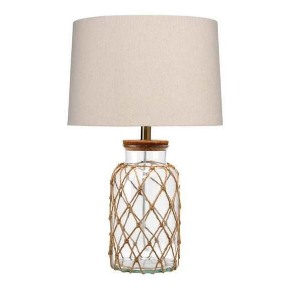 Eden Home Coastal Rope and Glass Table Lamp in Clear and Natural Finish