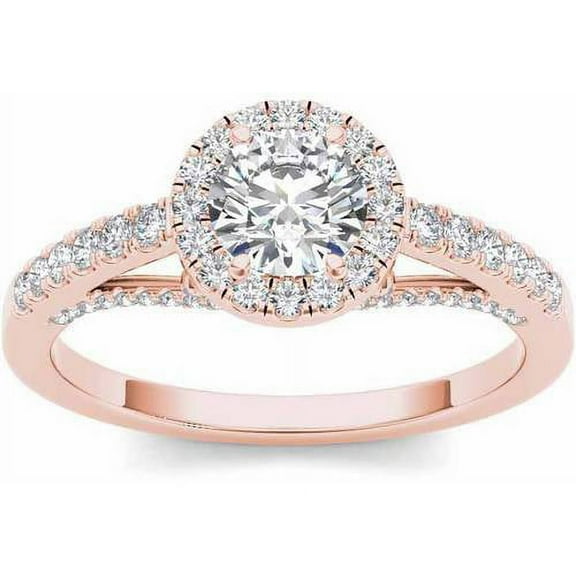 3/4 Carat T.W. Diamond Single Halo 14kt Rose Gold Engagement Ring