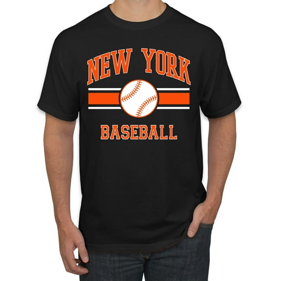 Wild Bobby City of New York Baseball Fantasy Fan Sports Men's T-Shirt, Black, Small