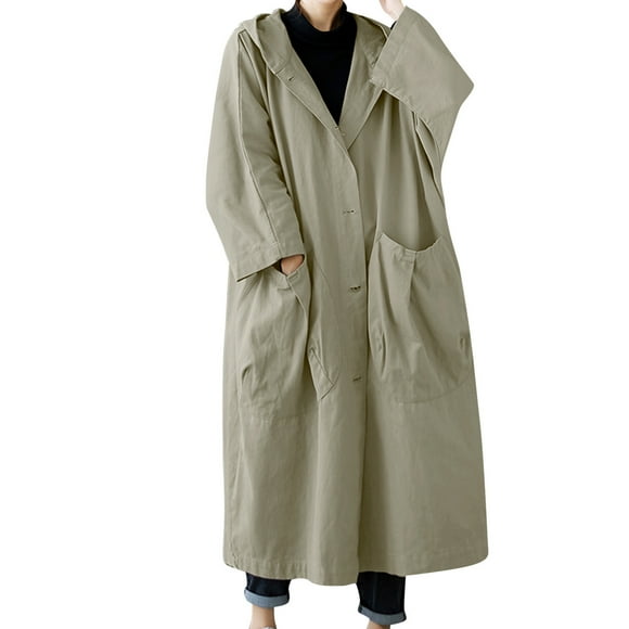 DondPO Trench Coat Women Womens Long Breasted Trench Coat Midi Length Overcoat Womens Coats Fall Coats for Women Brown One Size Clearance!