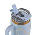 thumbnail image 3 of Thyme & Table 32oz Stainless Steel Luna Tumbler with Handle and Dual Straw Lid, Blue Bow, 3 of 7