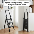 thumbnail image 3 of StarZe 3-Step Lightweight Ladder, Compact and Foldable Stool with Safe Anti-Slip Steps, Portable for up to 800lbs, 3 of 7