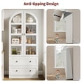 thumbnail image 3 of Luku 72" Tall Arched Kitchen Pantry Cabinet, Farmhouse Wood Storage Cabinet with Glass Door, 2 Large Drawers, Freestanding Organizer for Dining Room & Living Room, 3 of 6
