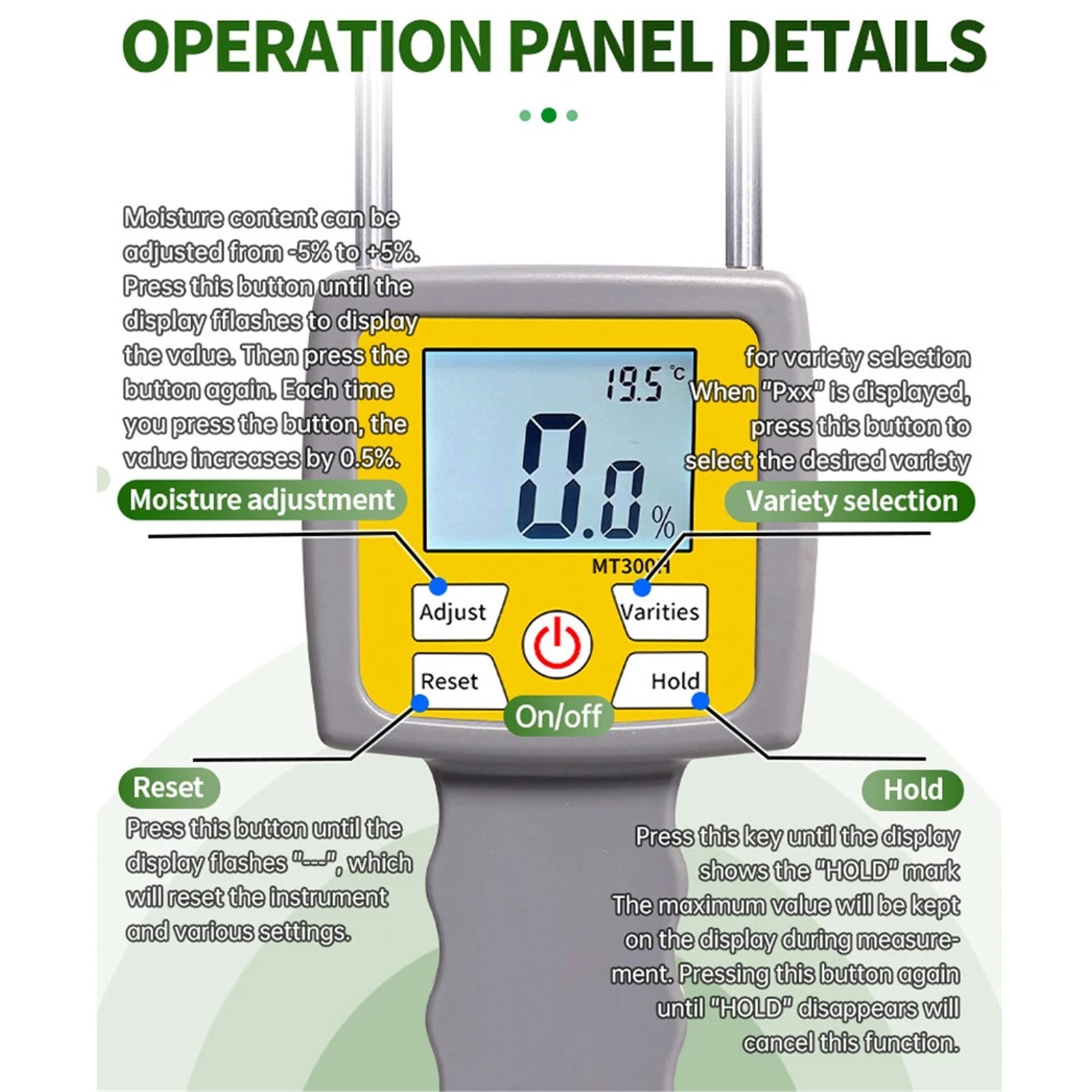 0-80% Professional Hay Moisture Meter Hay Bale Alfalfa Leymus Chinensis Hygrometer Pasture Humidity Detector ,Low Power