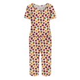 thumbnail image 7 of Womens Pajama Set 2026 Lounge Vintage Floral Printed Plus Size Short Sleeve and Capri Trousers Sets with Pockets, 7 of 7