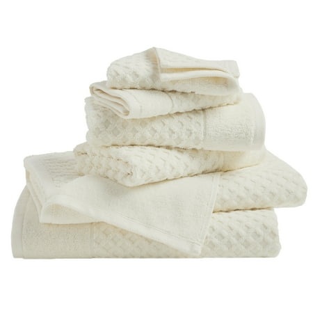 Great Bay Home Quick Dry Diamond Waffle 6 Piece Towel Set Ivory