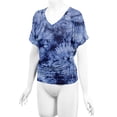 thumbnail image 4 of Made by Johnny Women's V-Neck Short Sleeve Tie Dye Shirring Dolman Top XXXL NAVY, 4 of 6