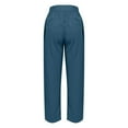 thumbnail image 4 of Sakmal Petite Women's Pants High Waisted Linen Taper Pleated Blue Ankle Length Solid Pants, 4 of 6