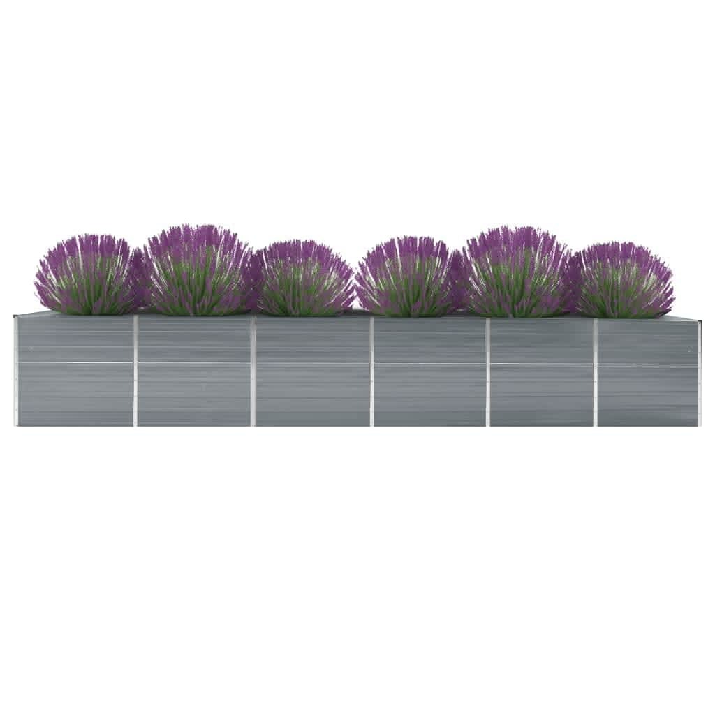 vidaXL Raised Garden Bed Flower Bed Galvanized Steel Outdoor Planter Gray