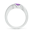 thumbnail image 2 of ANGARA Natural Bar-Set Solitaire Round 1.15 ct Amethyst Bypass Ring in 14K White Gold for Women (Size-7mm) | February Birthstone, Birthday, Anniversary, Jewelry Gift for Women | Natural Amethyst Ring, 2 of 9