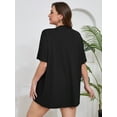 thumbnail image 6 of SHOWMALL Women's Plus Size Short Sleeve Cardigan, Black 3X Open Front Lightweight Kimono Jacket for Spring Summer Fall, 6 of 7