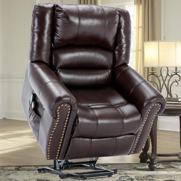 EPICOZY Electric Power Lift Recliner Chair with Massage and Heat for Elderly, Heavy Duty Motorized Lift Recliner with Remote Controls, Side Pockets and USB Ports for Living Room, Brown