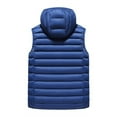 thumbnail image 3 of YIFUNIN Men's Ribbed Pattern Vest, Casual Fashionable Sleeveless Cotton Jacket, Solid Color Fitted Hooded Waistcoat for Layering in Fall,Blue,L, 3 of 4