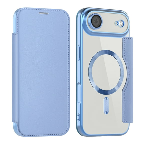 Case for iPhone Air Case Wallet Compatible with Magsafe, Shockproof Full Protective Flip Folio Wallet Case with RFID Blocking Card Slots PU Leather Cover with Lens Protector - Blue