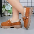 thumbnail image 2 of Dakaela Girl's Loafers Slip on Round Toe Chunky Platform Oxford Fleece Lined Winter School Uniform Dress Shoes for Toddler Little Big Kid Brown 9.5, 2 of 7