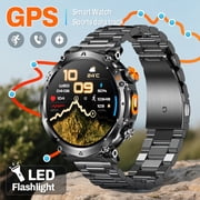 850mAh Outdoor GPS Smartwatch, 1.7" Round Display, Independent GPS, Altimeter/Barometer, LED Light, Professional Compass, 3ATM