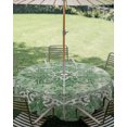 thumbnail image 2 of Outdoor Tablecloth with Umbrella Hole Zipper Green Bohemia Round Tablecloth 54" Waterproof Outside Table Cloth Vintage Abstract Ethnic Geometric Art Patio Table Cover Tablecloths for Picnic Party, 2 of 8