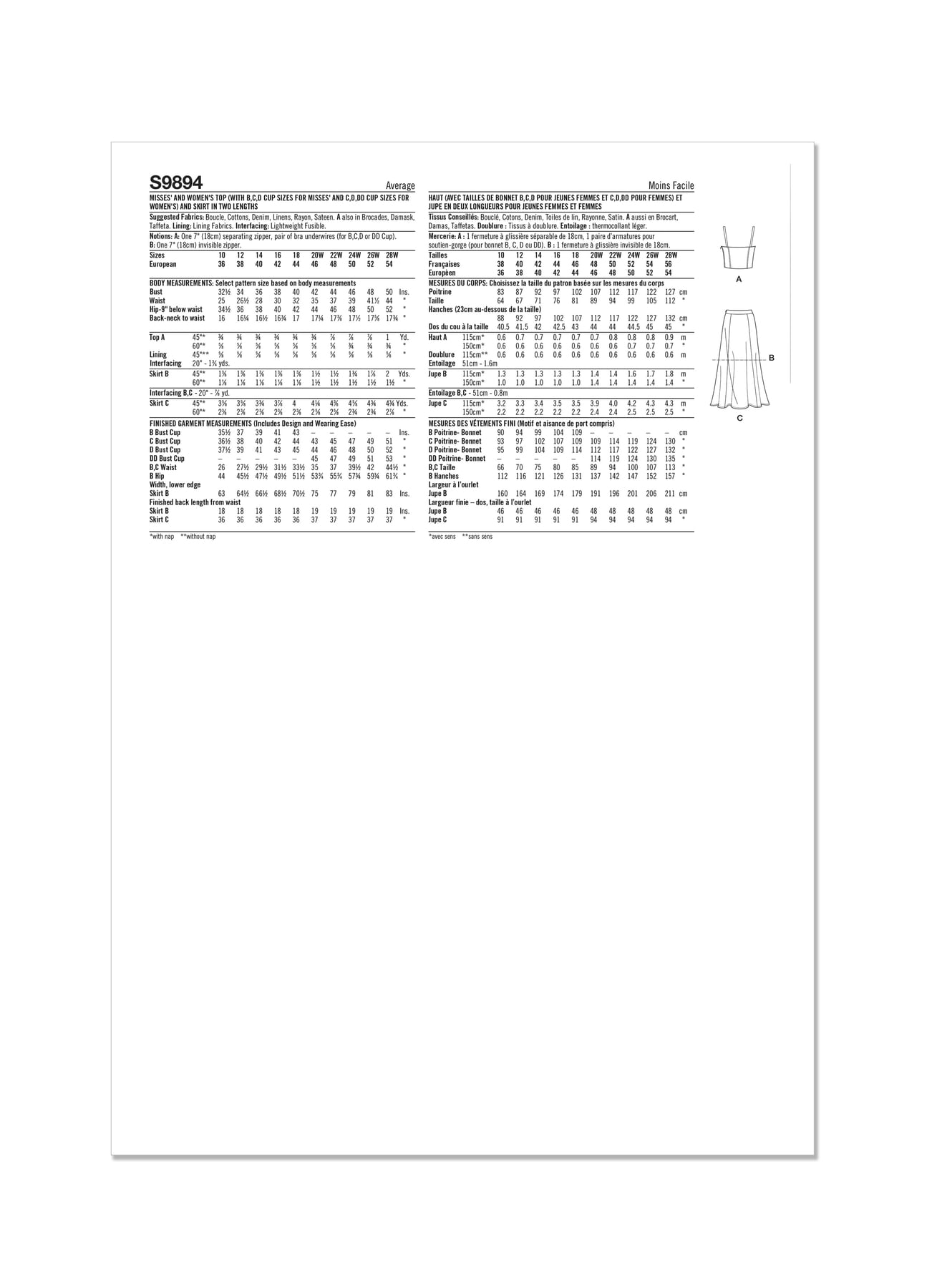 Simplicity Sewing Pattern 9894 - Misses' and Women's Top and Simplicity Sewing Pattern 9894 - Misses' and Women's Top and