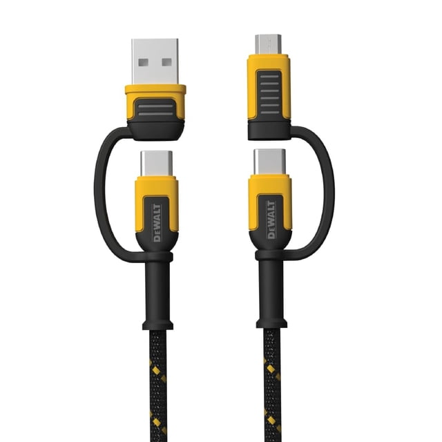 Cable DEWALT 4 en 1 tipo C/Micro USB/USB para iPhone 16 15 iPad