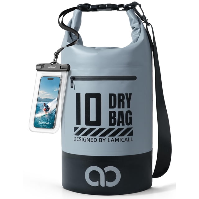 Mochila impermeable Lamicall 10L con funda para teléfono gris