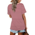 thumbnail image 6 of XuJwPNcy Summer Tops for Women V Neck Short Sleeve Stripe Printed Tshirts Casual Baggy Comfy Basic Shirts, 6 of 6