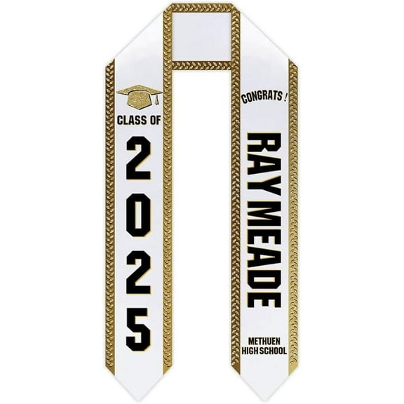 Custom Graduation Stoles Class of 2025 Congratulation Gifts, Customized Graduation Sash with Photo Text Gift