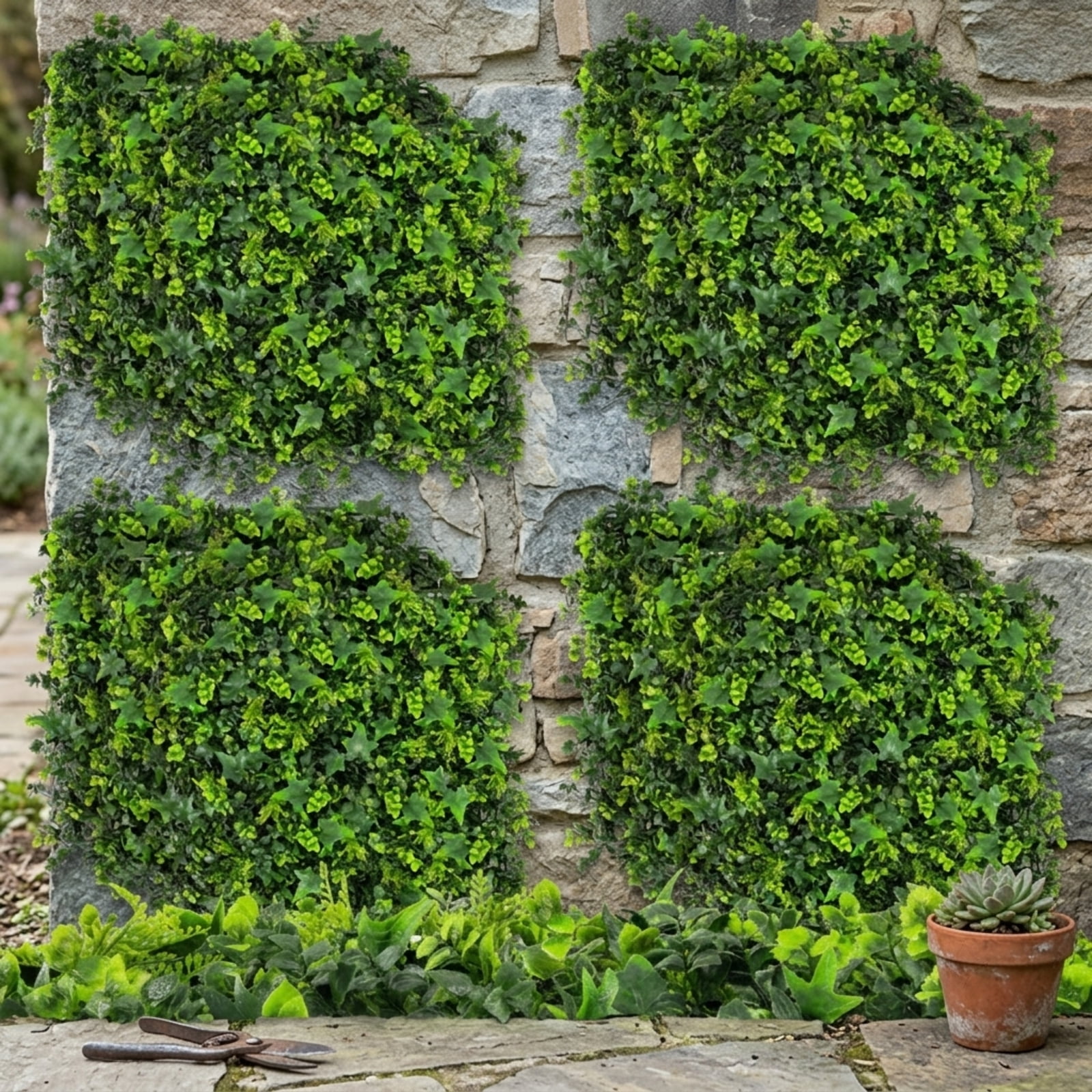 Vebreda Artificial Plant Decor, 12 Pieces 20 x 20 Inch Artificial Greenery Foliage Panels with Insertable Branches, Lush and Realistic Appearance