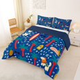 thumbnail image 2 of Castle Fairy Flat Summer Dog Print Queen Comforter Set 3 Pieces,Palm Pineapple Surf Tile Comforter Sets Queen,Navy White,Navy Blue Reversible,1 Comforter and 2 Pillowcases, 2 of 6