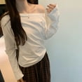thumbnail image 6 of Women Sexy Off The Shoulder Long Sleeve Tops Y2k Going Out Tops Fit T-Shirts White XL, 6 of 9