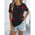 thumbnail image 4 of Short Sleeve Sweater for Women Tops Trendy Spring Summer 2025 Business Casual Outfits Knit Crewneck Shirt Blouses Black S, 4 of 7