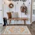 thumbnail image 4 of Toyoso 2x3 Machine Washable Area Rug, Soft Polyester Vintage Medallion Distressed Accent Rug, Non-Slip Oriental Floral Carpet, Burnt Orange, 4 of 8
