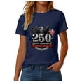 thumbnail image 4 of Womens American Flag Shirt USA Patriotic Round Neck T-Shirt 4th of July Short Sleeve Tee Navy,2XL, 4 of 6
