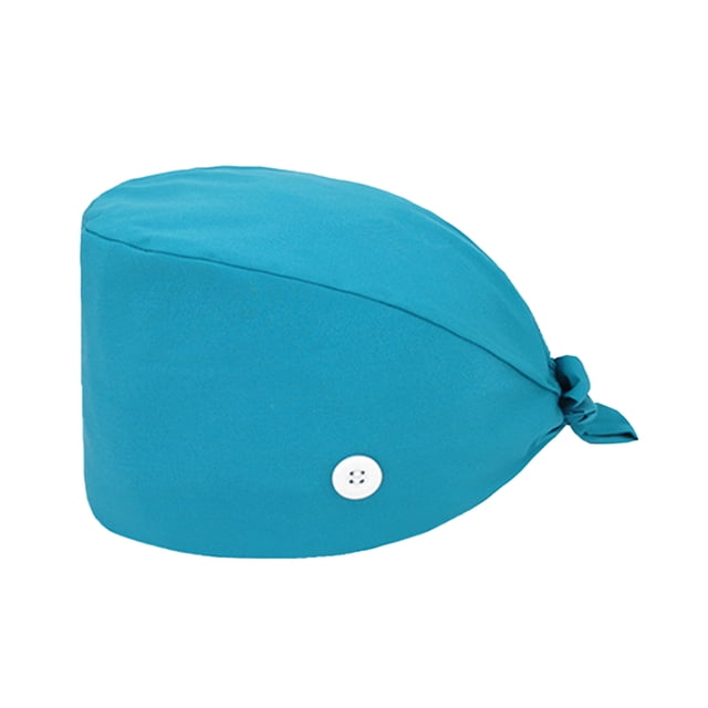 Sonducket Gorros de fregado, gorro transpirable de Color sólido, gorros de cuidado en forma de calabaza ajustables para salón de belleza, banda Sombreros lago azul