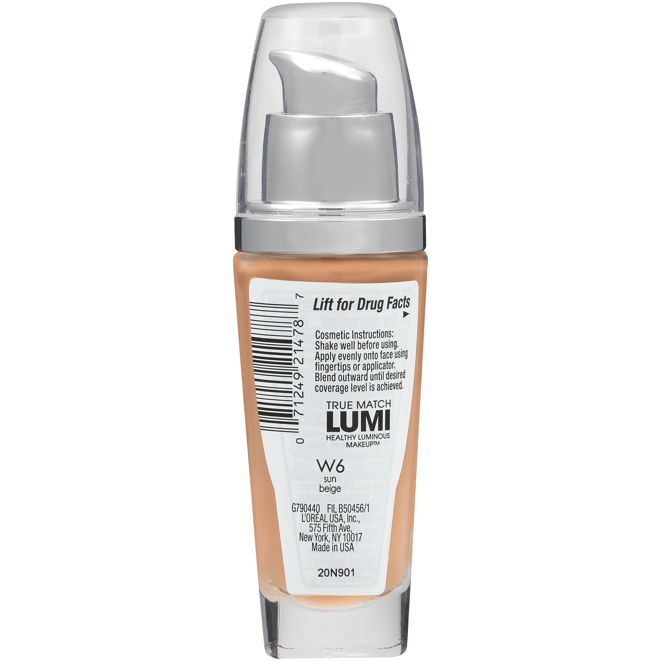 (2 pack) L'Oreal Paris True Match Lumi  Liquid Foundation Makeup, SPF 20, W5 Sun Beige, 1 fl oz