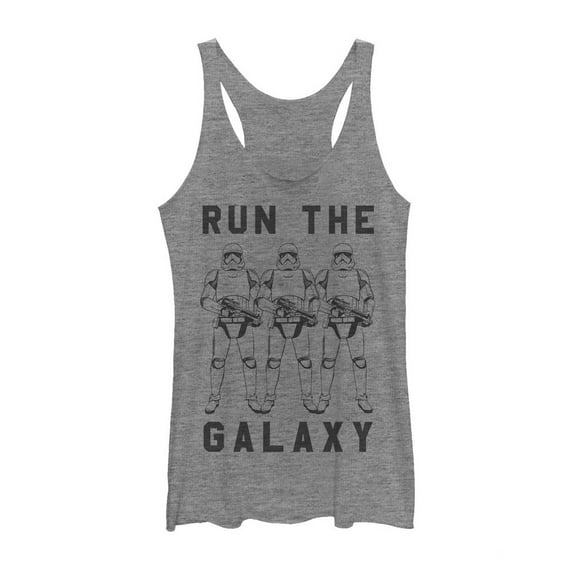 Women's Star Wars The Last Jedi Run the Galaxy Racerback Tank Top Gray Heather Small