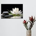 thumbnail image 3 of Zen Wall Art,White Lotus Bloom in Water with Spa Stone,Black and White Bathroom Canvas Wall Art,Zen Spiritual Decor for Yoga Meditation Room Living Room,Office, 3 of 6